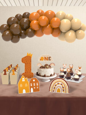 Boho Baby Natural 1 Yaş Temalı Doğum Günü Süsü Parti Seti - Midi