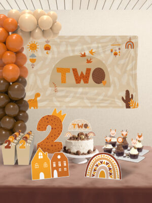 Boho Baby Natural Gökkuşağı Temalı 2 Yaş Doğum Günü Süsü Parti Seti – Maxi