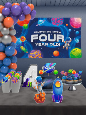 Uzay Temalı 4 Yaş Doğum Günü Süsü Parti Seti - Maxi