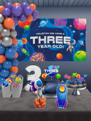 Uzay Temalı 3 Yaş Doğum Günü Süsü Parti Seti - Maxi