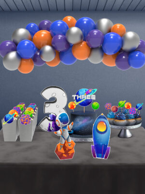 Uzay Temalı 3 Yaş Doğum Günü Süsü Parti Seti - Midi