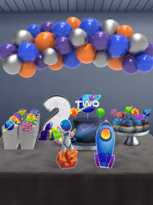 Uzay Temalı 2 Yaş Doğum Günü Süsü Parti Seti - Midi