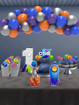 Uzay Temalı 1 Yaş Doğum Günü Süsü Parti Seti - Midi