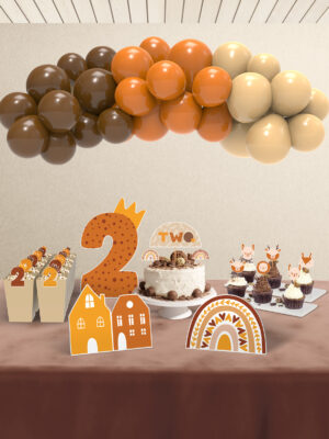 Boho Baby Natural Gökkuşağı Temalı 2 Yaş Doğum Günü Süsü Parti Seti – Midi