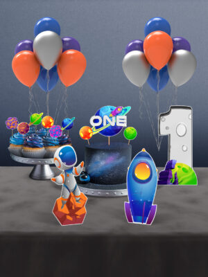 Uzay Temalı 1 Yaş Doğum Günü Süsü Parti Seti - Mini