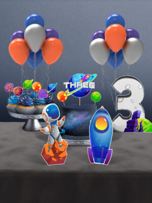 Uzay Temalı 3 Yaş Doğum Günü Süsü Parti Seti - Mini