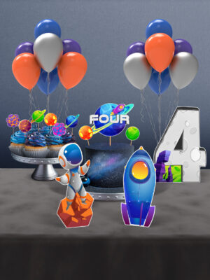 Uzay Temalı 4 Yaş Doğum Günü Süsü Parti Seti - Mini