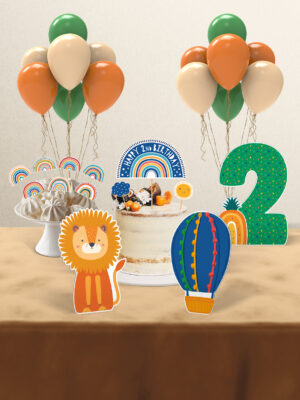 Boho Baby Multicolor Gökkuşağı Temalı 2 Yaş Erkek Bebek Doğum Günü Süsü Parti Seti - Mini