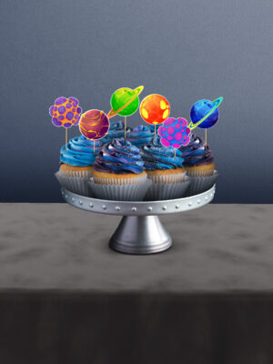 Uzay Temalı 12’li Cupcake Süsü