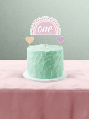 Boho Baby Girl 1 Yaş Gökkuşağı Temalı Kız Bebek One 3’lü Pasta Süsü