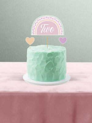 Boho Baby Girl 2 Yaş Gökkuşağı Temalı Kız Bebek Two 3’lü Pasta Süsü