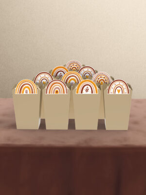 Boho Natural Gökkuşağı Temalı 10'lu Mısır Kutusu