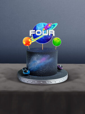 Uzay Temalı Four 3’lü 4 Yaş Pasta Süsü
