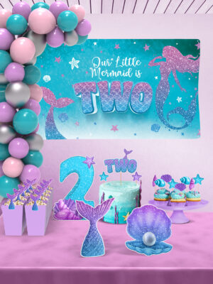 Deniz Kızı Temalı 2 Yaş Doğum Günü Süsü Parti Seti - Maxi