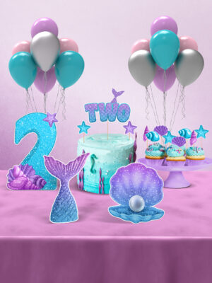 Deniz Kızı Temalı 2 Yaş Doğum Günü Süsü Parti Seti - Mini