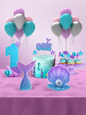Deniz Kızı Temalı 1 Yaş Doğum Günü Süsü Parti Seti - Mini