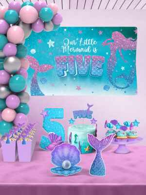 Deniz Kızı Temalı 5 Yaş Doğum Günü Süsü Parti Seti - Maxi