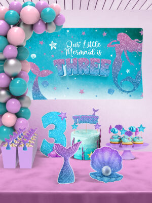 Deniz Kızı Temalı 3 Yaş Doğum Günü Süsü Parti Seti - Maxi
