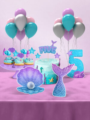 Deniz Kızı Temalı 5 Yaş Doğum Günü Süsü Parti Seti - Mini