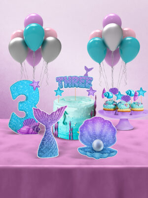 Deniz Kızı Temalı 3 Yaş Doğum Günü Süsü Parti Seti - Mini