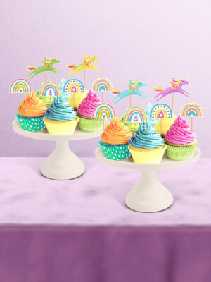 Unicorn Temalı 12'li Cupcake Süsü