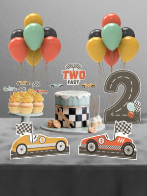 Retro Araba Temalı Two Fast 2 Yaş Doğum Günü Süsü Parti Seti - Mini