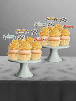 Retro Araba Temalı 12'li Cupcake Süsü