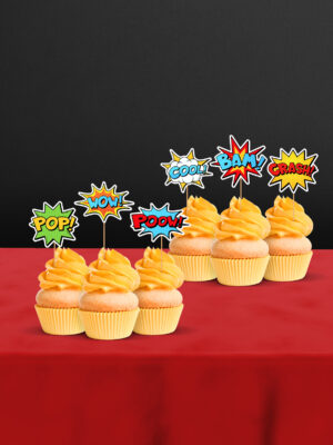 Süper Kahraman Temalı 12'li Cupcake Süsü