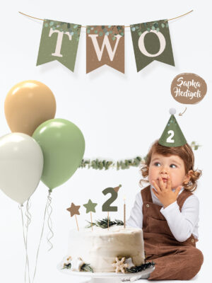 Okaliptus Temalı 2 Yaş Minimal Doğum Günü Parti Seti