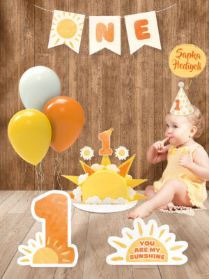 Güneş Temalı Minimal 1 Yaş Doğum Günü Parti Seti