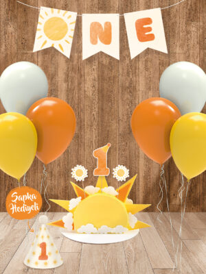 Güneş Temalı Minimal 1 Yaş Doğum Günü Parti Seti