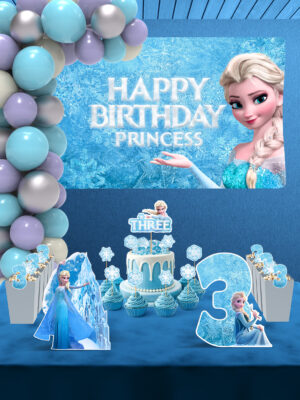 Frozen Elsa Temalı 3 Yaş Doğum Günü Süsü Parti Seti - Maxi