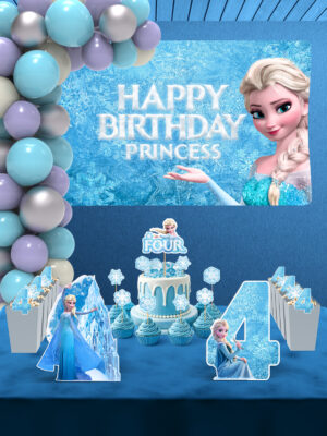 Frozen Elsa Temalı 4 Yaş Doğum Günü Süsü Parti Seti - Maxi