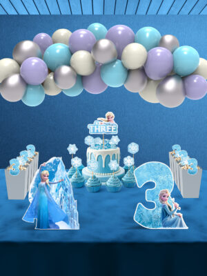 Frozen Elsa Temalı 3 Yaş Doğum Günü Süsü Parti Seti - Midi