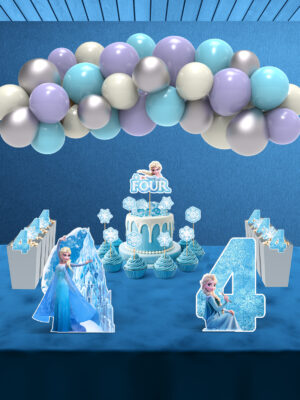 Frozen Elsa Temalı 4 Yaş Doğum Günü Süsü Parti Seti - Midi