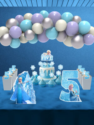 Frozen Elsa Temalı 5 Yaş Doğum Günü Süsü Parti Seti - Midi