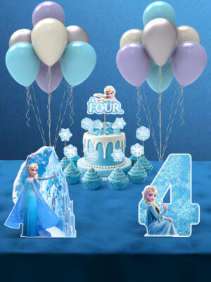 Frozen Elsa Temalı 4 Yaş Doğum Günü Süsü Parti Seti - Mini