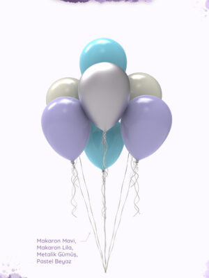 Frozen Elsa Temalı Balon Seti - 12" Beyaz, Metalik Gümüş, Makaron Mavi ve Makaron Lila