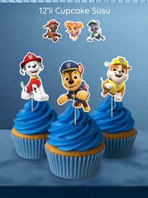 Paw Patrol Temalı 12'li Cupcake Süsü